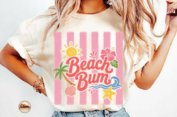 Beach Bum PNG Striped Summer Vibes Shirt: Your Go-To Design Asset