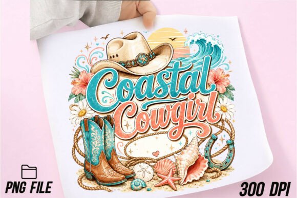 Coastal Cowgirl PNG: Blending Beach Vibes with Western Charm