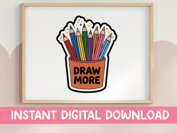 Draw More Colored Pencil Cup Sticker: Fuel Your Creative Drive