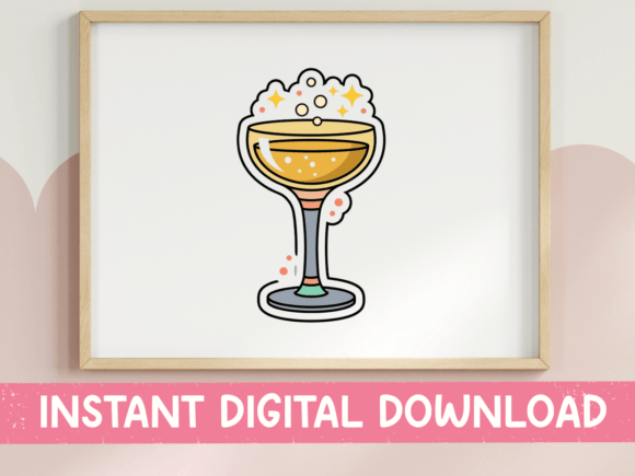 Elegant Bubbles: The Champagne Coupe Glass Sticker