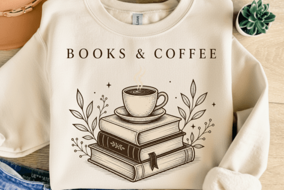 Embrace the Cozy Aesthetic with Books & Coffee Shirt PNG