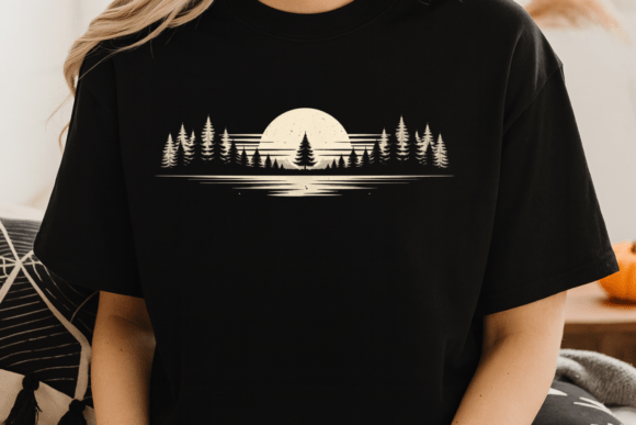 Forest Lake Sunset Shirt PNG: A Tranquil Design Asset