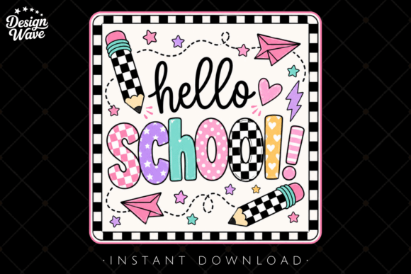 Hello School Shirt PNG: Your Retro Classroom Design Asset