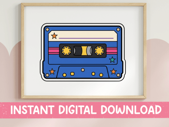 Retro Blue Cassette Tape Design: A Graphic Throwback