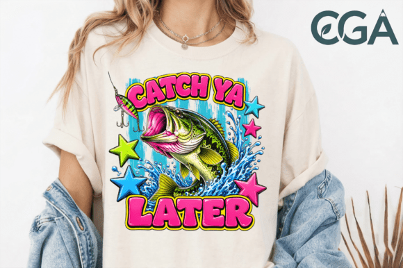 Retro Catch Ya Later Bass Fishing PNG: A Splash of Vibrant Design