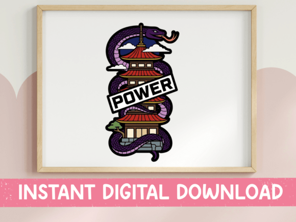 Snake Pagoda Power Tattoo Sticker: Bold Design for Maximum Impact