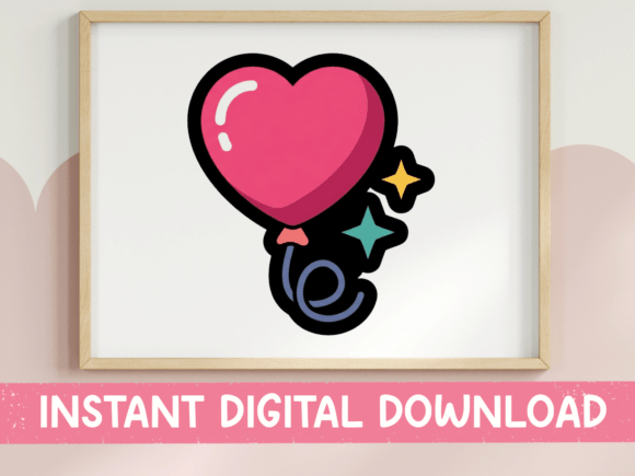 Whimsical Romance: Using the Pink Heart Balloon Sticker