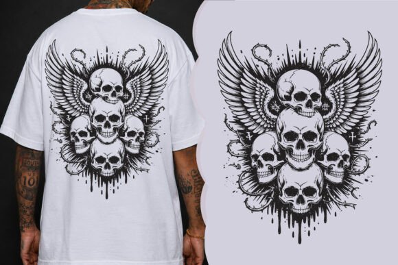 Winged Skull Gothic PNG: Bold Design for Edgy Projects